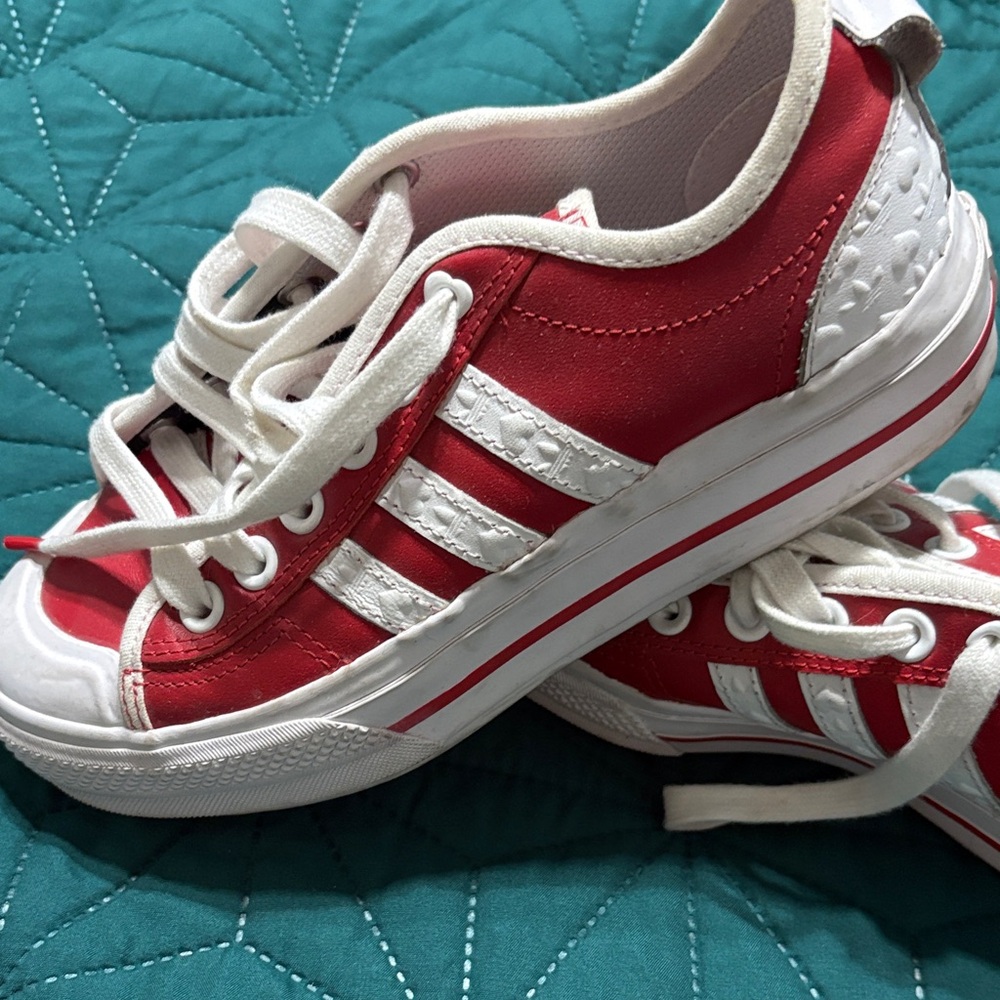 adidas Red and White Athletic Shoes